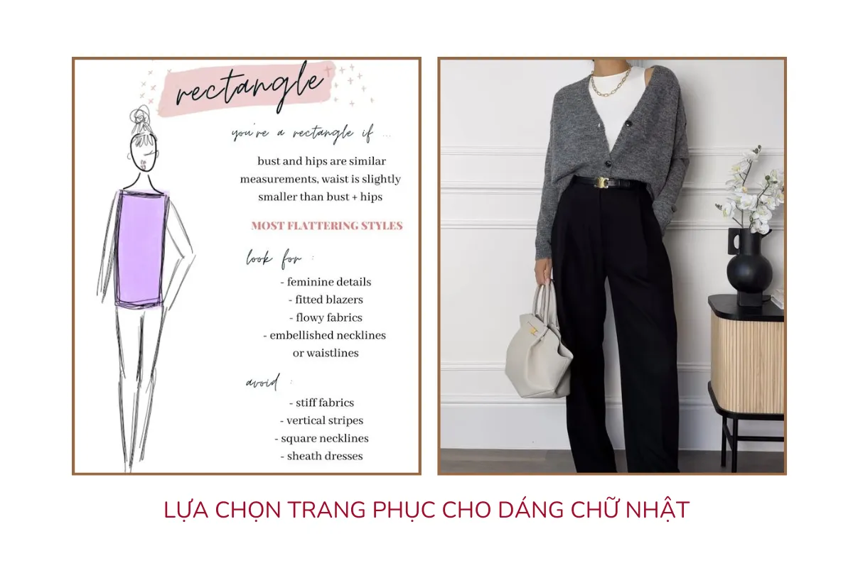 Lựa chọn trang phục cho dáng chữ nhật